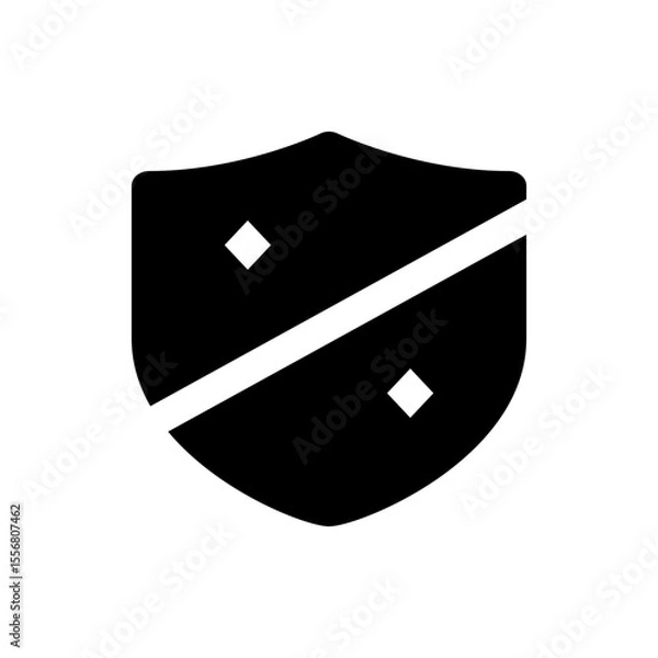 Obraz Black shield with a white stripe and two diamond shapes indicating security and protection icon design