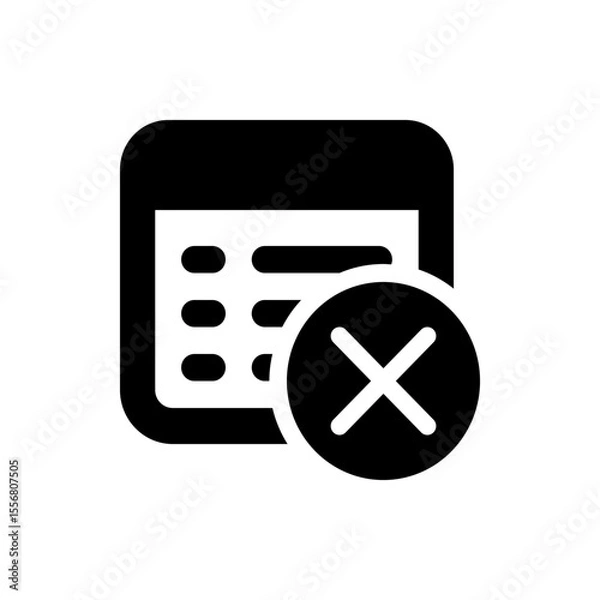 Obraz Black and white calendar icon with a delete or remove symbol over it in a simple vector style design