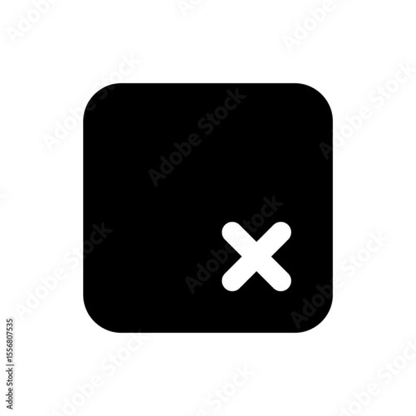 Obraz Black rounded square with a white x mark in the lower right corner on a white background simple icon
