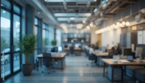 Fototapeta Bright Modern Office with Soft Blur – Perfect Portrait or LinkedIn Background with Natural Light
