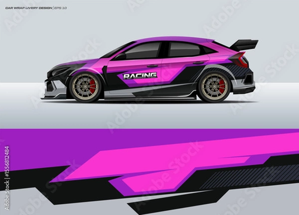 Fototapeta 
Car wrap design vector. Abstract racing graphics universal with backround. Editable vector template