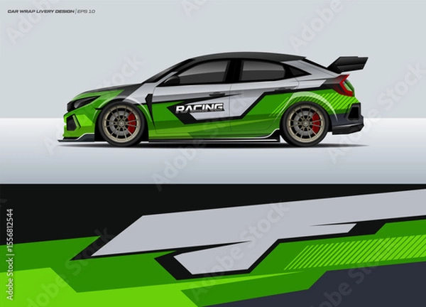 Fototapeta 
Car wrap design vector. Abstract racing graphics universal with backround. Editable vector template
