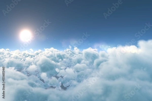 Obraz Scenic view of bright sun over white cloudscape