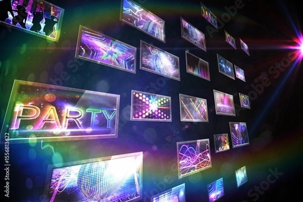Obraz Screen collage showing disco images