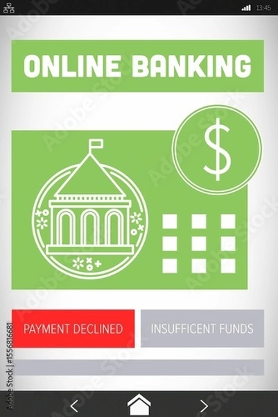 Obraz Online banking text on green mobile display