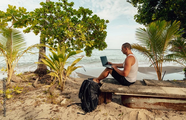 Fototapeta Times while I was in Southeast Asia and work on my tan while writing articles for clients.