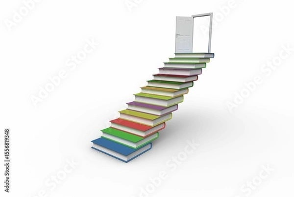 Obraz Steps made from books leading to open door