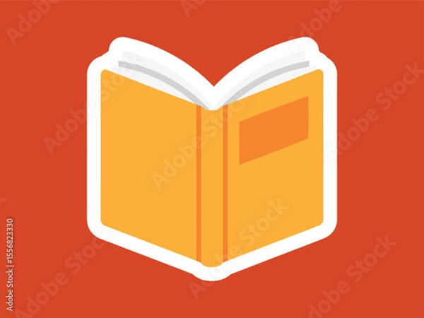 Fototapeta Flat Design Open Book Illustration With Orange Cover And White Edge Icon