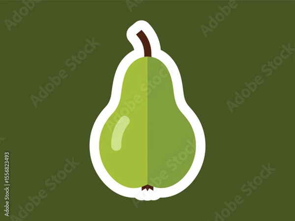 Fototapeta Flat Style Isolated Pear Fresh Fruit Illustration Graphic Element