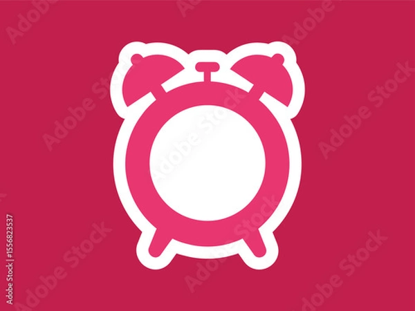 Fototapeta Modern Minimalist Alarm Clock Symbol Illustration in Fuchsia and White Colors