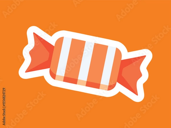 Fototapeta Flat Style Delicious Wrapped Striped Candy Illustration Isolated with Outline