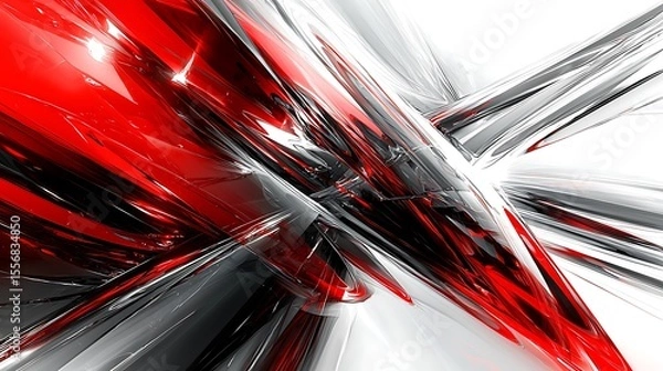 Fototapeta Abstract Red and Grey Glossy Fractal Design Dynamic Lines High Resolution Background Image