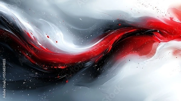 Fototapeta Abstract Red Black and White Swirling Paint Texture Background Image