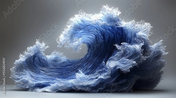 Fototapeta Abstract Blue Wave 3D Render Ocean Texture Fluid Dynamics Digital Art Artistic Wave Sea Water Curl