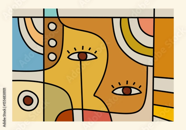 Fototapeta  abstract illustration featuring multiple intertwined faces or facial elements