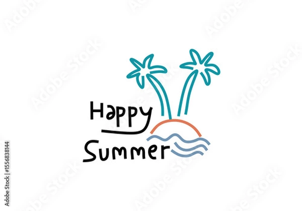 Fototapeta abstract illustrations, each depicting a unique aspect of summer and tropical themes.
