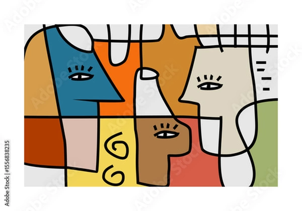 Fototapeta abstract illustration featuring multiple intertwined faces or facial elements