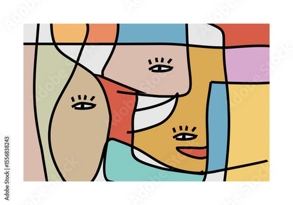 Fototapeta abstract illustration featuring multiple intertwined faces or facial elements