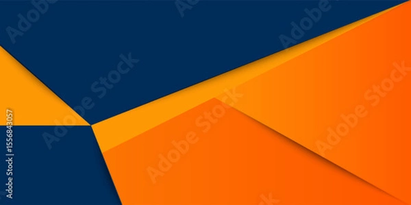 Obraz Abstract geometric dark blue and orange square theme overlap background for graphic design.