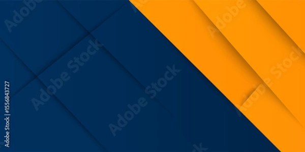 Obraz Blue and yellow modern papercut background with layered abstract design. Perfect for branding, web, social media, and print. High-quality vector, fully scalable and editable