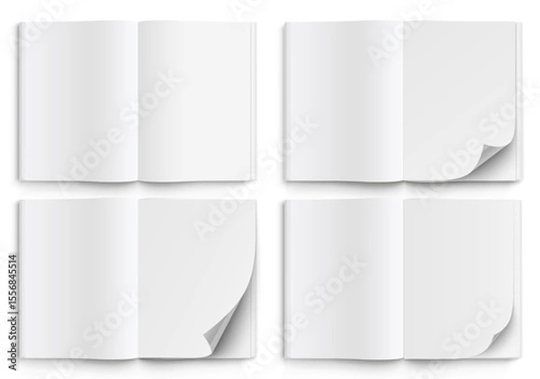 Fototapeta Realistic book pages and turning pages