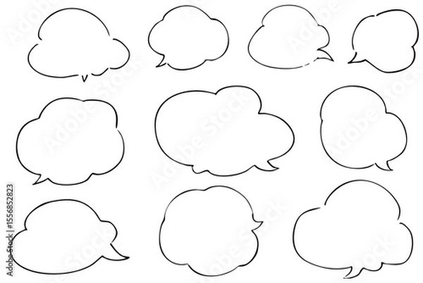 Fototapeta 手書きの吹き出しのベクターイラスト。 フレーム、シンプル、ふきだし