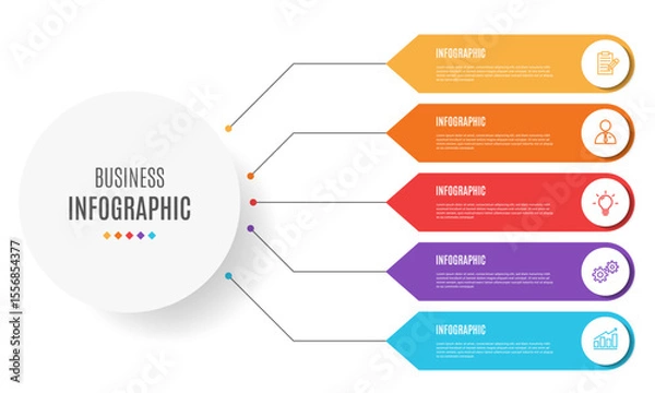 Obraz five section infographic diagram template