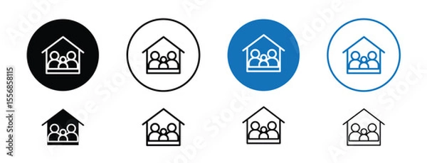 Fototapeta set of colored pixel perfect Family home icon 1 unexanded, 1 silhouette. Family home icon showing a house representing safety and family.