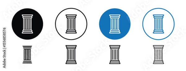 Fototapeta set of colored pixel perfect Pillars icon 1 unexanded, 1 silhouette. Pillars icon symbolizing strength, stability, and support.