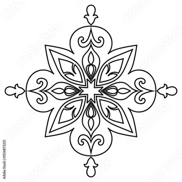 Fototapeta Mandala lines for coloring. Simple abstract flowers.