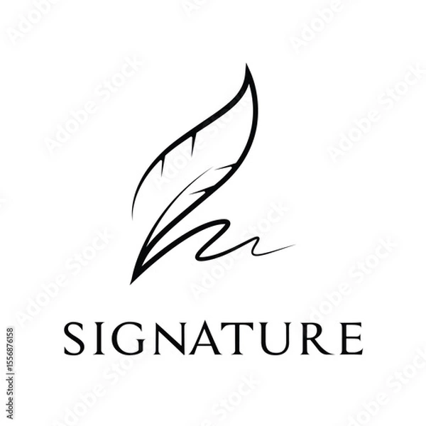 Fototapeta signature with feather pen loog design concept idea