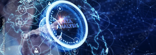 Obraz Data Analysis for Business and Finance Concept. Information report for digital business strategy. Business, technology, internet and networking concept.