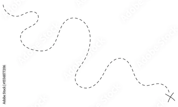 Fototapeta Treasure map element. the treasure map with a dotted line, dashed line and X mark vector icon isolated on transparent background. EPS 10