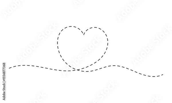 Fototapeta Hand drawn dotted heart line, love decorative elements vector icon isolated on transparent background. EPS 10	