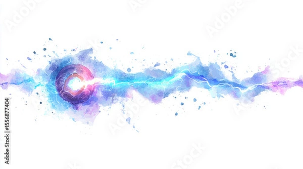 Obraz Futuristic electric charge bolt with glowing nucleus and stylized flare