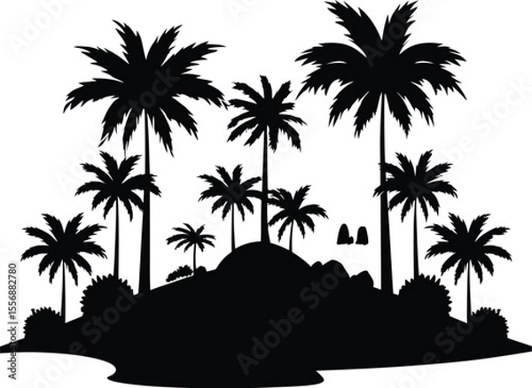 Obraz Tree Silhouette Vector Art Plum