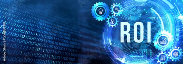 Fototapeta ROI Return on investment financial growth concept. Business, Technology, Internet and network concept. 3d illustration