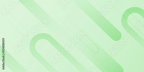 Fototapeta White abstract wide banner background with green geometric shapes. Minimal geometric. Modern futuristic concept. Suit for cover, header, business, presentation