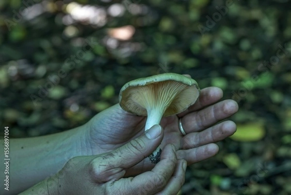 Obraz A delicate mushroom held in gentle hands