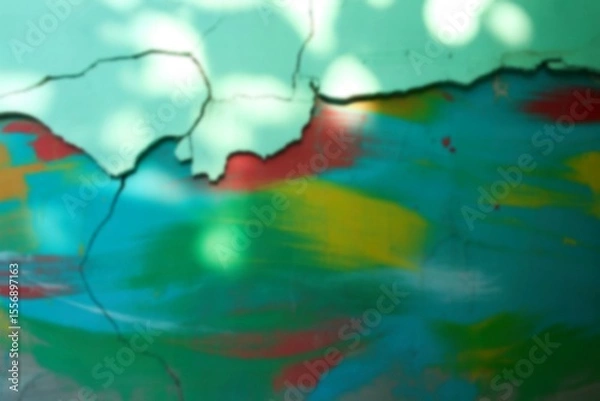 Obraz Cracked wall with abstract painted layers