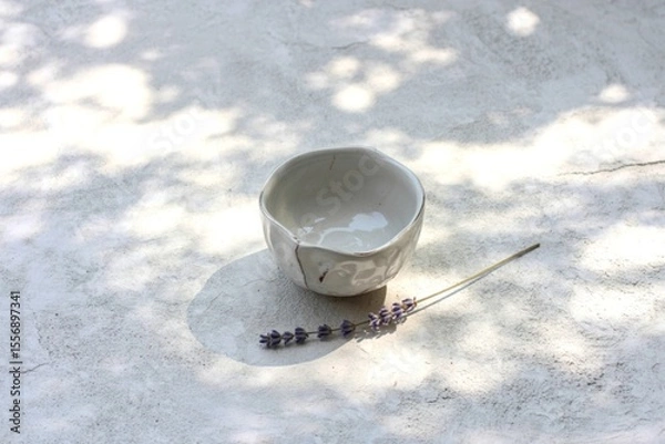 Obraz Handmade ceramic bowl with dried lavender