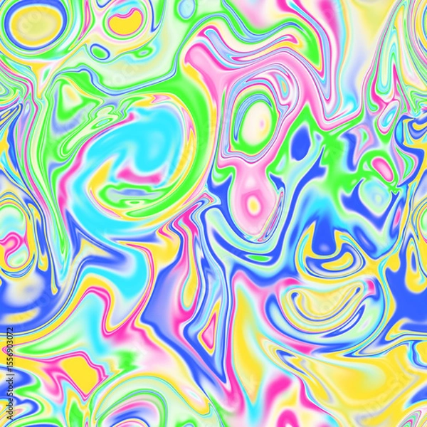 Obraz Holographic seamless pattern. The effect of flowing iridescent liquid. Psychedelic effect. Fairy tale unicorn trend background. 90s fashion.