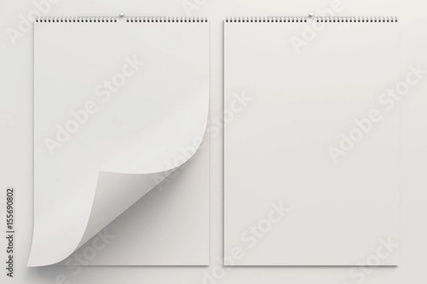 Obraz White wall calendar mock-up on white background