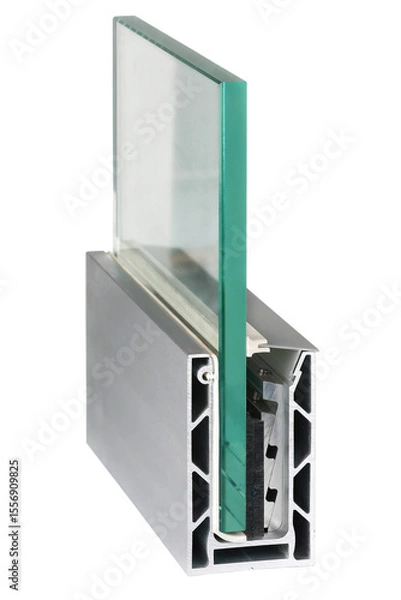 Fototapeta Innovative design of modern glass window profile showcasing transparency and elegance in architecture. Isolated on white background.