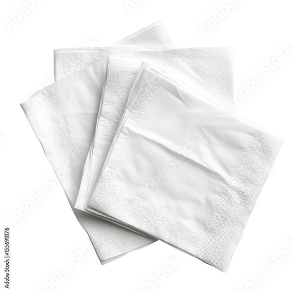 Fototapeta  Three white folded paper napkins isolated v [Transparent Background PNG]