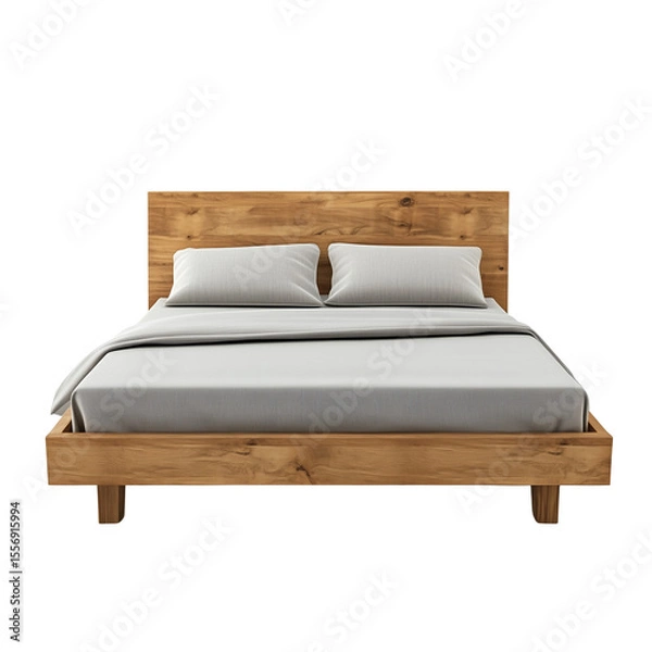 Obraz Wooden bed minimal isolated on transparent background 