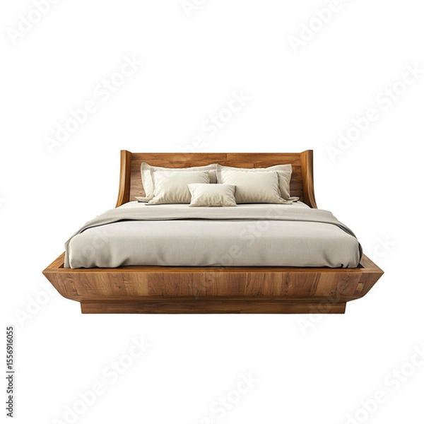 Obraz Wooden bed minimal isolated on transparent background 