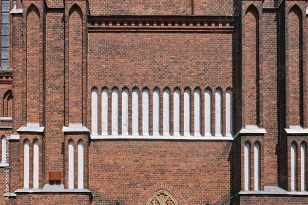 Obraz Historic church brick architecture during the day at the entrance