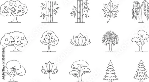 Fototapeta set of trees