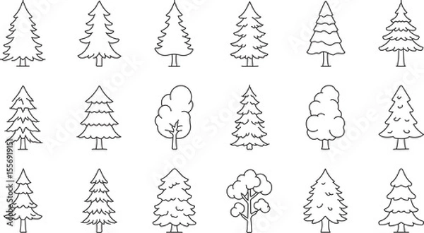 Fototapeta set of christmas trees